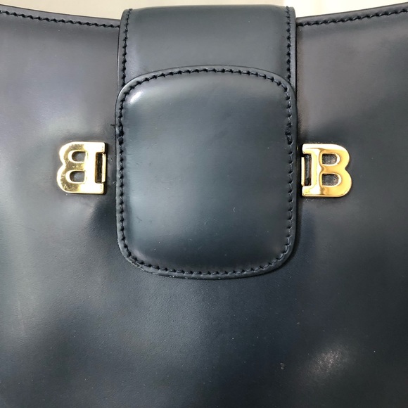 SALE Bally Vintage Structured Shoulder Bag Blue Leather Made in Italy sn1625-98 - Picture 15 of 16